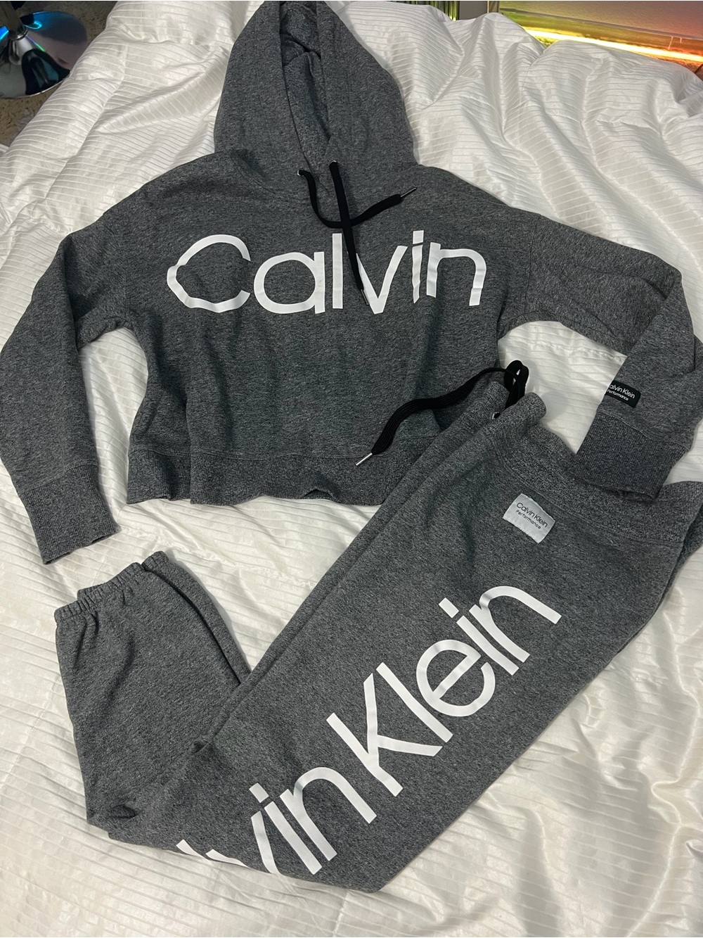 Calvin Klein Charcoal Gray Logo Sweatpant Jogger Set